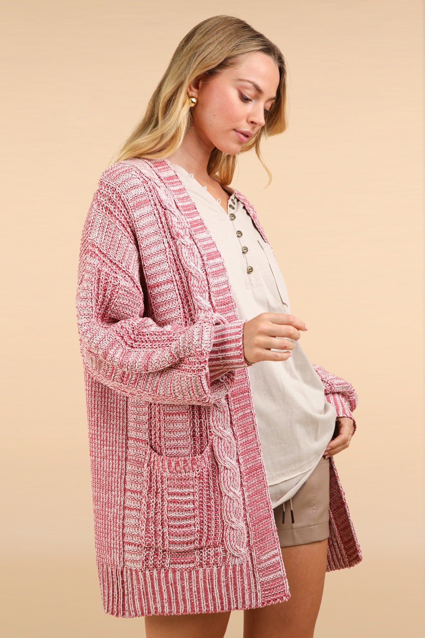 VERY J Cable Knit Open Front Cardigan VERY J Cable Knit Open Front Cardigan
