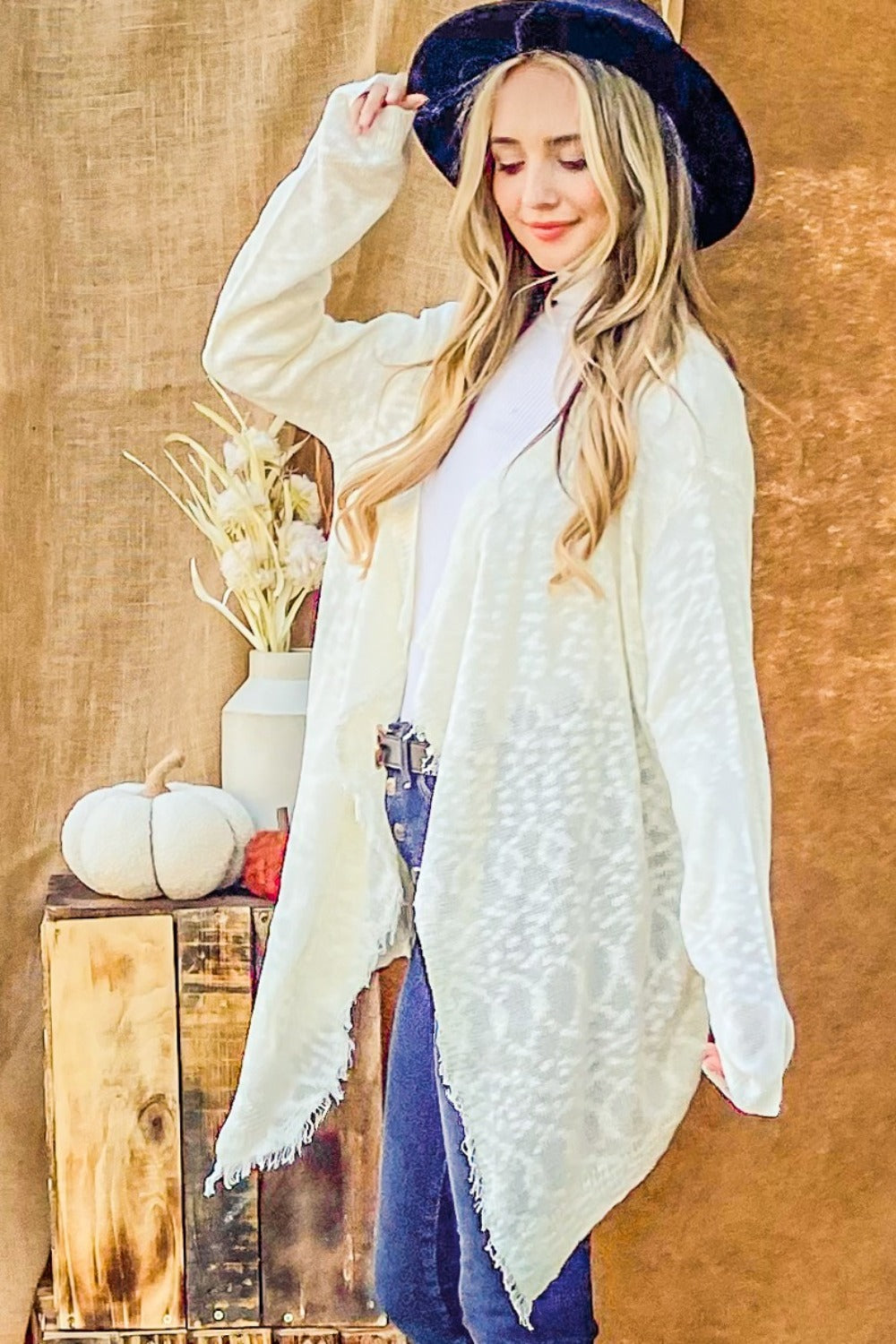 And The Why Textured Knit Fringe Hem Cardigan And The Why Textured Knit Fringe Hem Cardigan