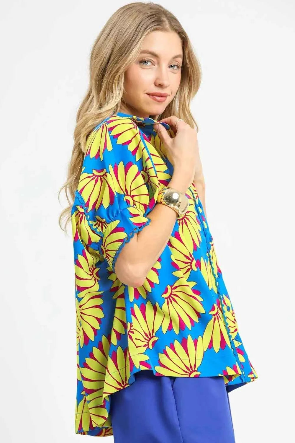 Umgee Printed Button-Up Relaxed Shirt Umgee Printed Button-Up Relaxed Shirt