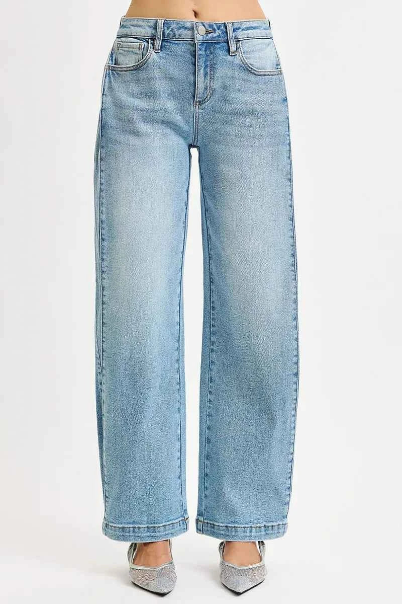 RISEN Mid Rise Wide Barrel Transferable Leg Snap Jeans RISEN Mid Rise Wide Barrel Transferable Leg Snap Jeans