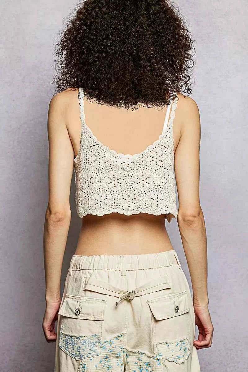 POL Handmade Granny Pattern Crochet Cami with Scalloped Strap POL Handmade Granny Pattern Crochet Cami with Scalloped Strap