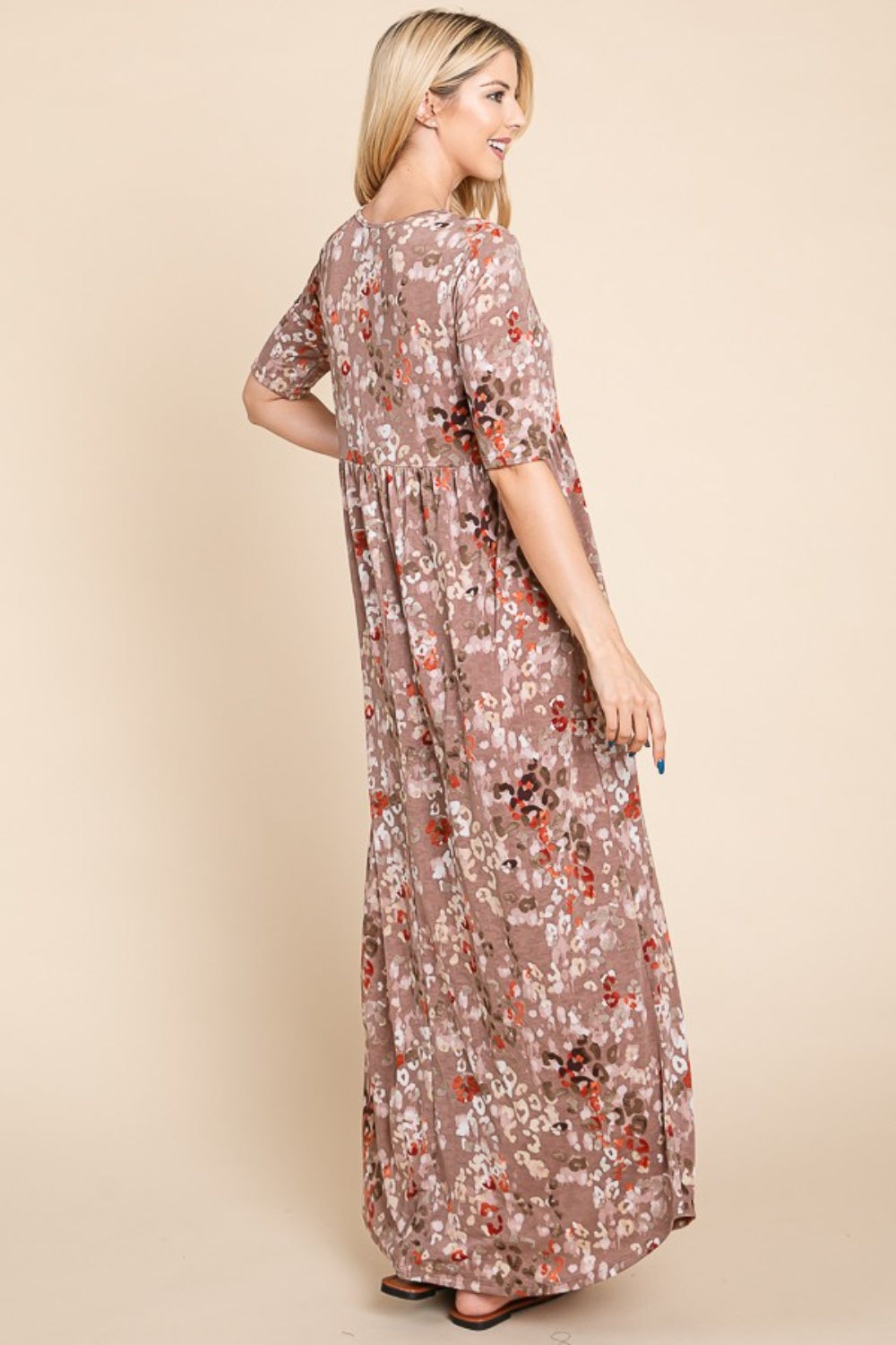 BOMBOM Printed Shirred Maxi Dress BOMBOM Printed Shirred Maxi Dress - TopFashionHQ