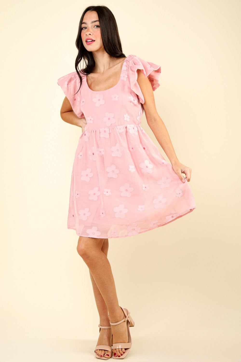 VERY J Flower Embroidered Organza Mini Dress VERY J Flower Embroidered Organza Mini Dress - TopFashionHQ