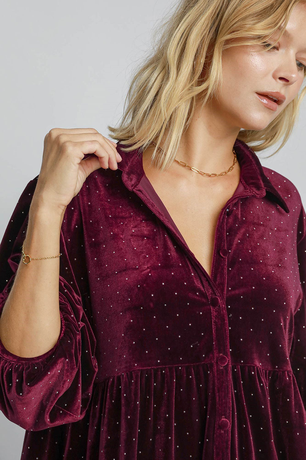 Umgee Full Size Polka Dot Button Up Half Sleeve Shirt Umgee Full Size Polka Dot Button Up Half Sleeve Shirt - TopFashionHQ