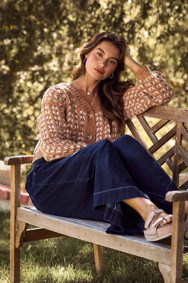 SO ME Soft Chenille Yarn Textur Button Sweater Cardigan SO ME Soft Chenille Yarn Textur Button Sweater Cardigan