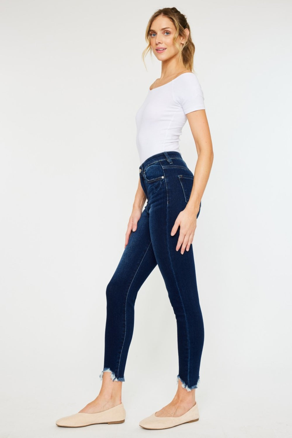 Kancan Full Size High Rise Frayed Ankle Skinny Jeans Kancan Full Size High Rise Frayed Ankle Skinny Jeans - TopFashionHQ