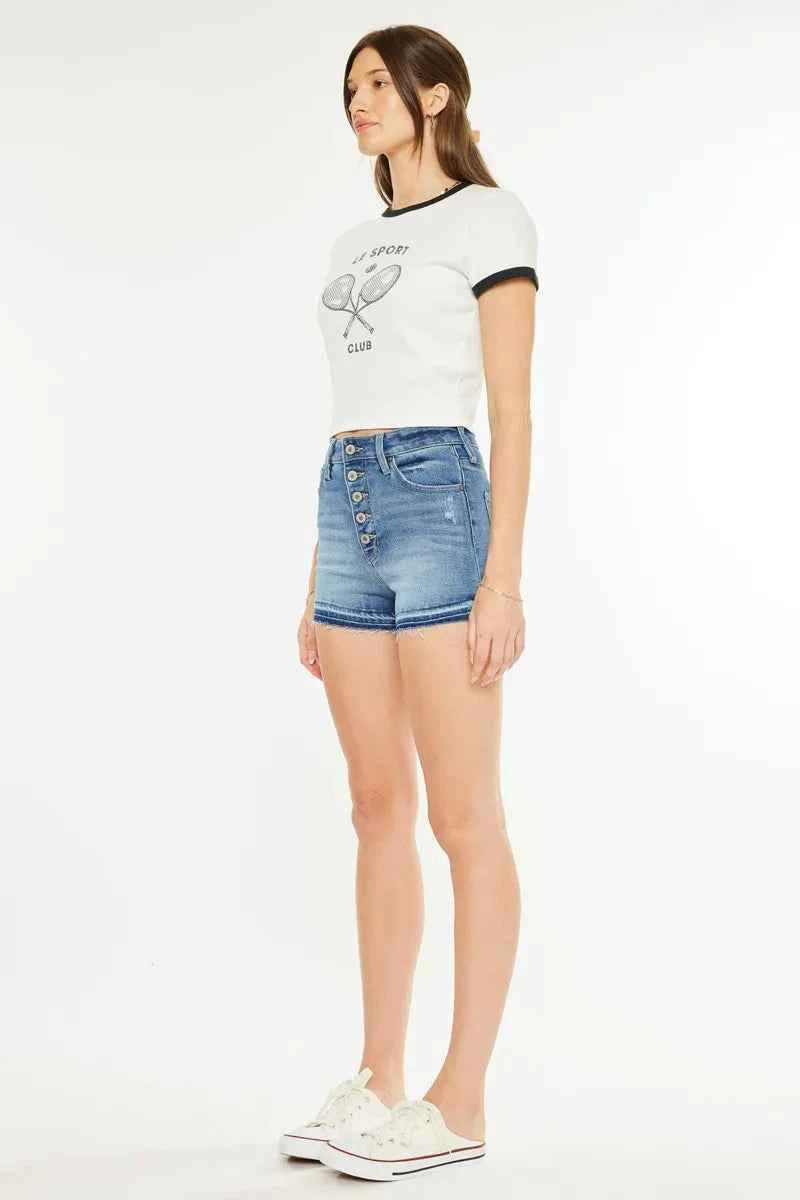 Kancan High Rise Release Hem Denim Shorts Kancan High Rise Release Hem Denim Shorts