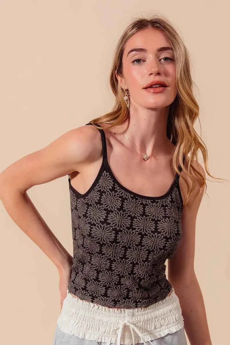 SO ME Two Tone Floral Seamless Tank Top SO ME Two Tone Floral Seamless Tank Top