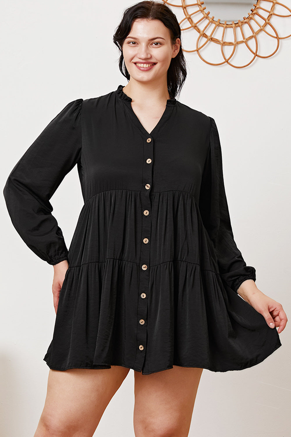 Ruffled Button Up Long Sleeve Tiered Shirt Ruffled Button Up Long Sleeve Tiered Shirt - TopFashionHQ