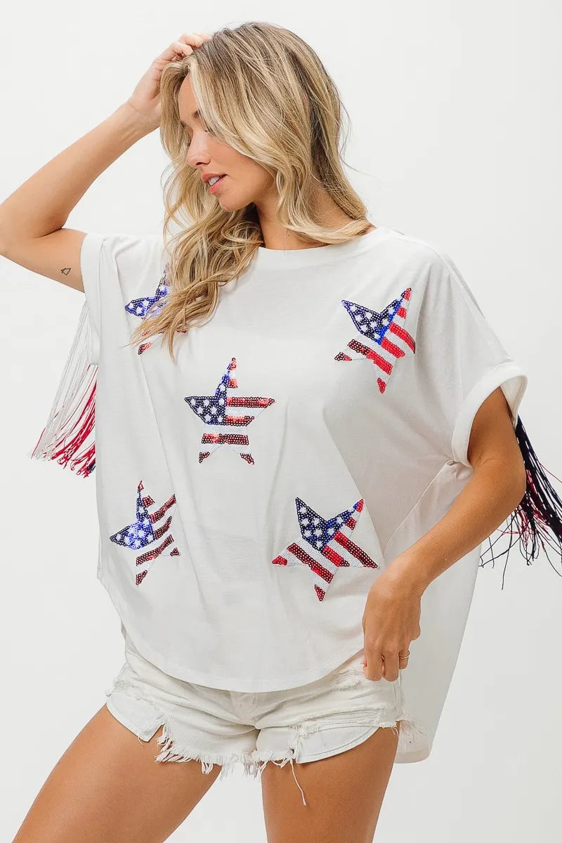 BiBi American Flag Sequin Star Fringe Top 0244fdf0ef614996b6fd3caf335598cc-Max-Origin