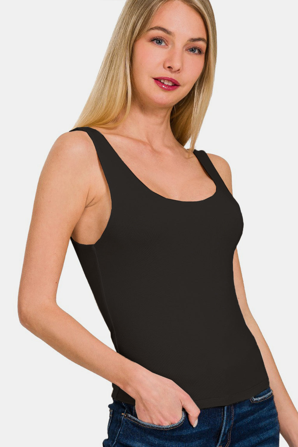 Zenana Double Layer Round Neck Tank Zenana Double Layer Round Neck Tank - TopFashionHQ