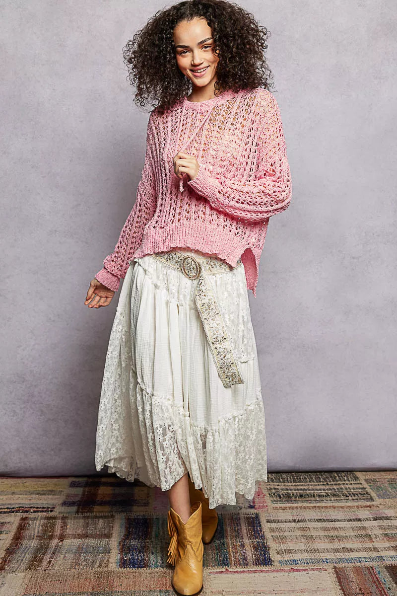 POL Openwork Round Neck High Low Knit Top 0286da0d-2803-4e51-93bd-5eece78a86bb-Max-Origin
