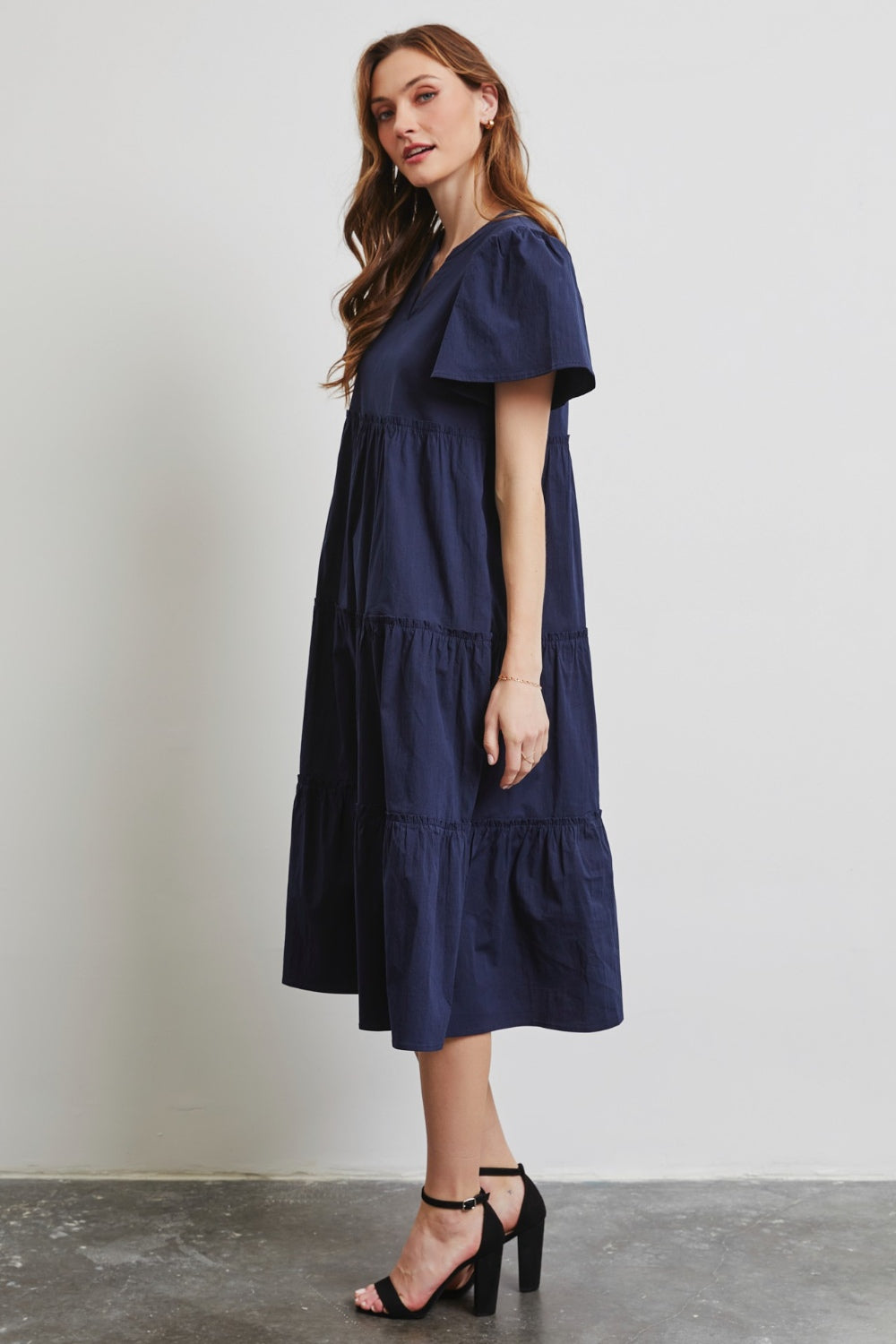 HEYSON Full Size Cotton Poplin Ruffled Tiered Midi Dress HEYSON Full Size Cotton Poplin Ruffled Tiered Midi Dress - TopFashionHQ
