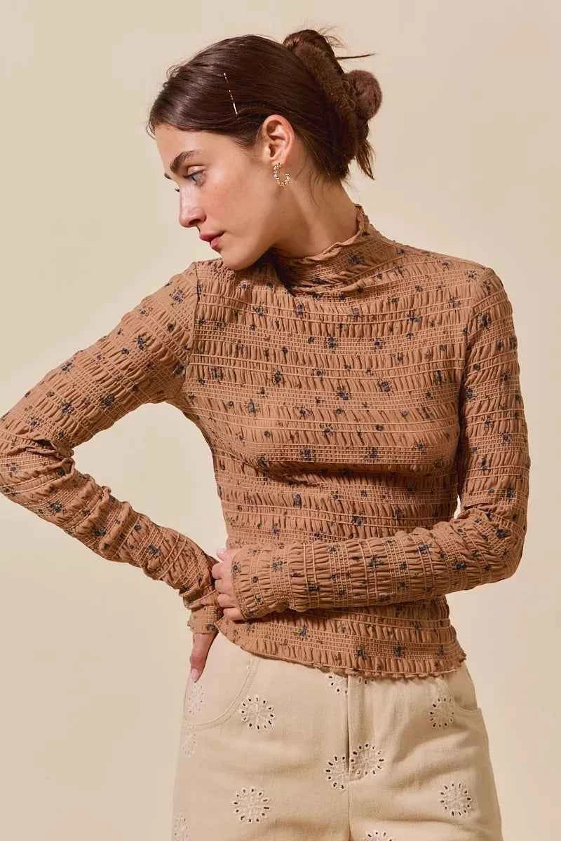 SO ME Floral Print Textured Long Sleeve Knit Top SO ME Floral Print Textured Long Sleeve Knit Top