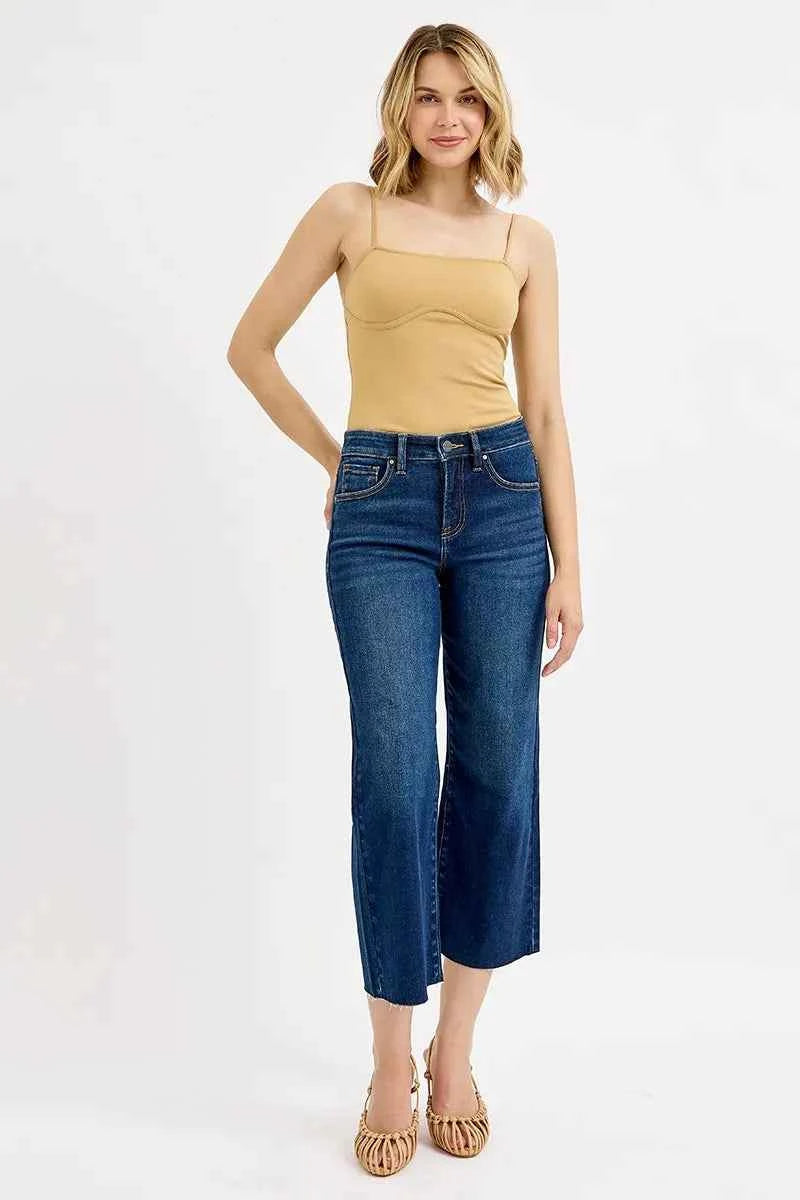 RISEN Full Size Tummy Control High Rise Crop Wide Jeans Plus Size RISEN Full Size Tummy Control High Rise Crop Wide Jeans Plus Size