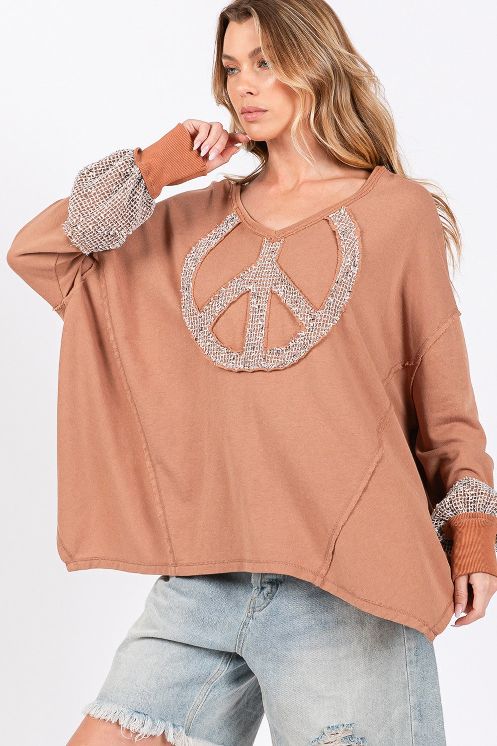 SAGE + FIG Peace Sign Mineral Wash Terry Top SAGE + FIG Peace Sign Mineral Wash Terry Top