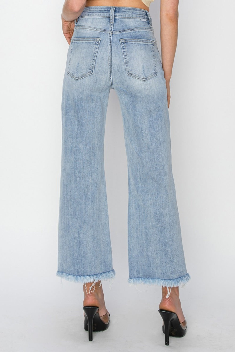 RISEN High Rise Crop Wide Fray Hem Jeans RISEN High Rise Crop Wide Fray Hem Jeans - TopFashionHQ