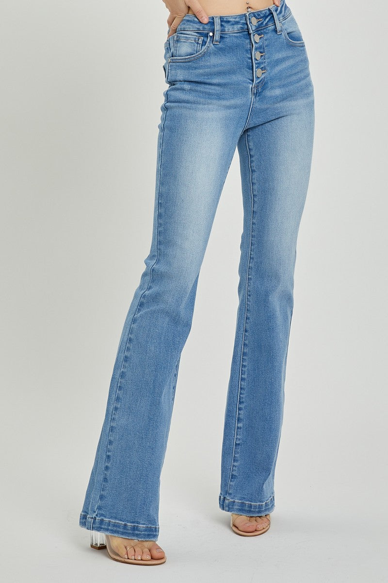 RISEN Full Size High Rise Button Fly Bootcut Jeans RISEN Full Size High Rise Button Fly Bootcut Jeans - TopFashionHQ