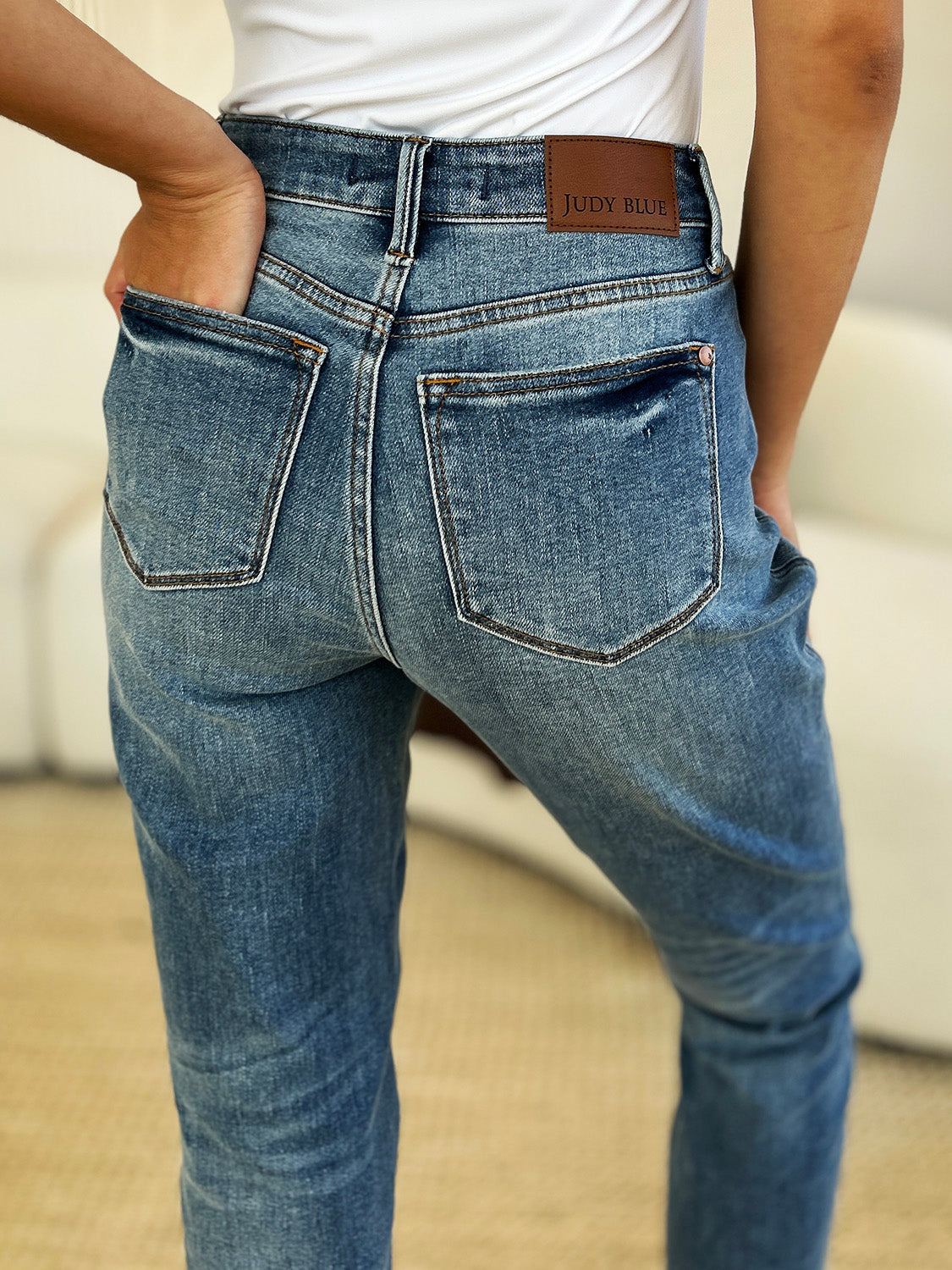 Judy Blue Full Size Mid Rise Rigid Magic Release Hem Jeans Judy Blue Full Size Mid Rise Rigid Magic Release Hem Jeans - TopFashionHQ