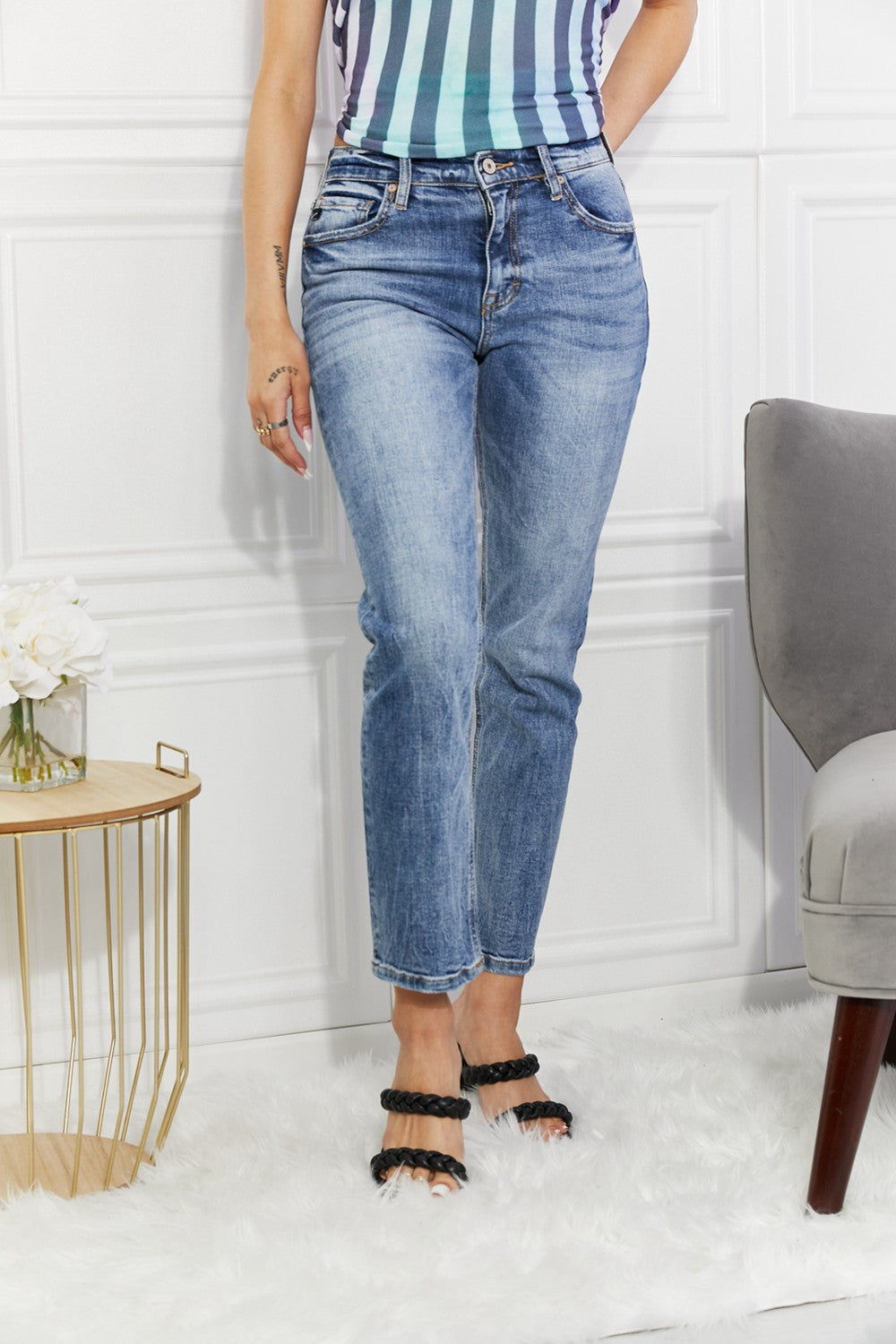 Kancan Full Size Amara High Rise Slim Straight Jeans Kancan Full Size Amara High Rise Slim Straight Jeans - TopFashionHQ