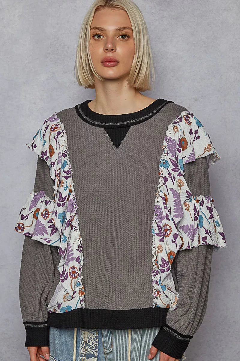 POL Round Neck Sweater with Floral Ruffle Detail 060ac1a4-fac4-4282-9e2b-89d281db4c2b-Max-Origin