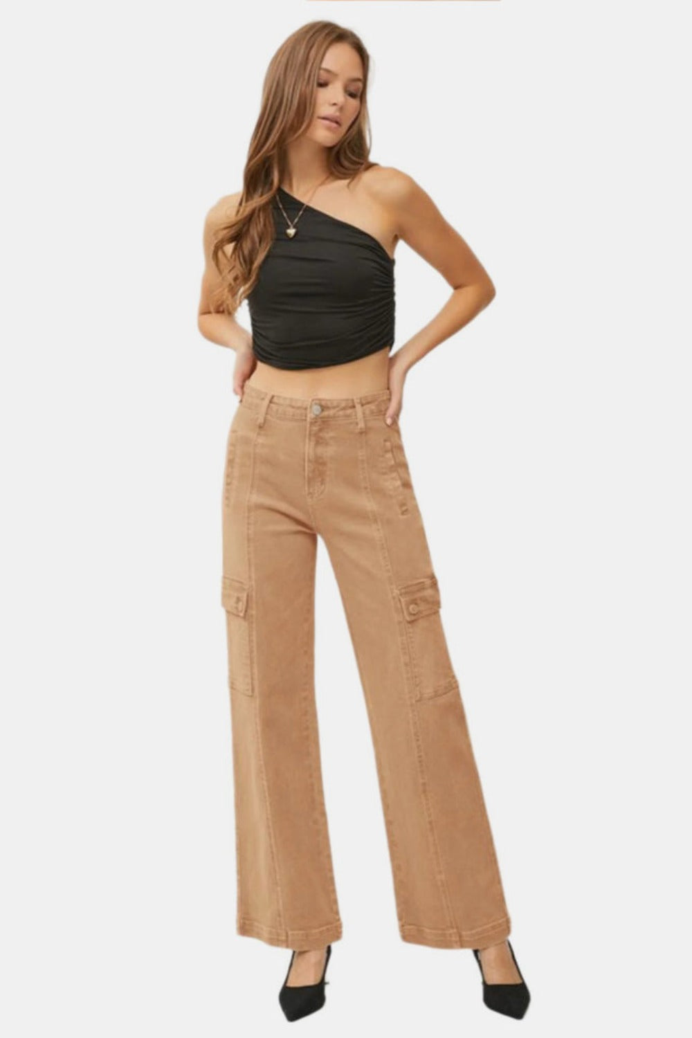 RISEN Full Size High Rise Wide Leg Cargo Jeans RISEN Full Size High Rise Wide Leg Cargo Jeans - TopFashionHQ