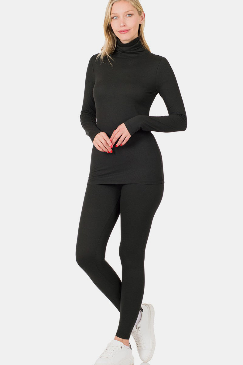 Zenana Full Size Turtleneck Top and Leggings Lounge Set Zenana Full Size Turtleneck Top and Leggings Lounge Set - TopFashionHQ