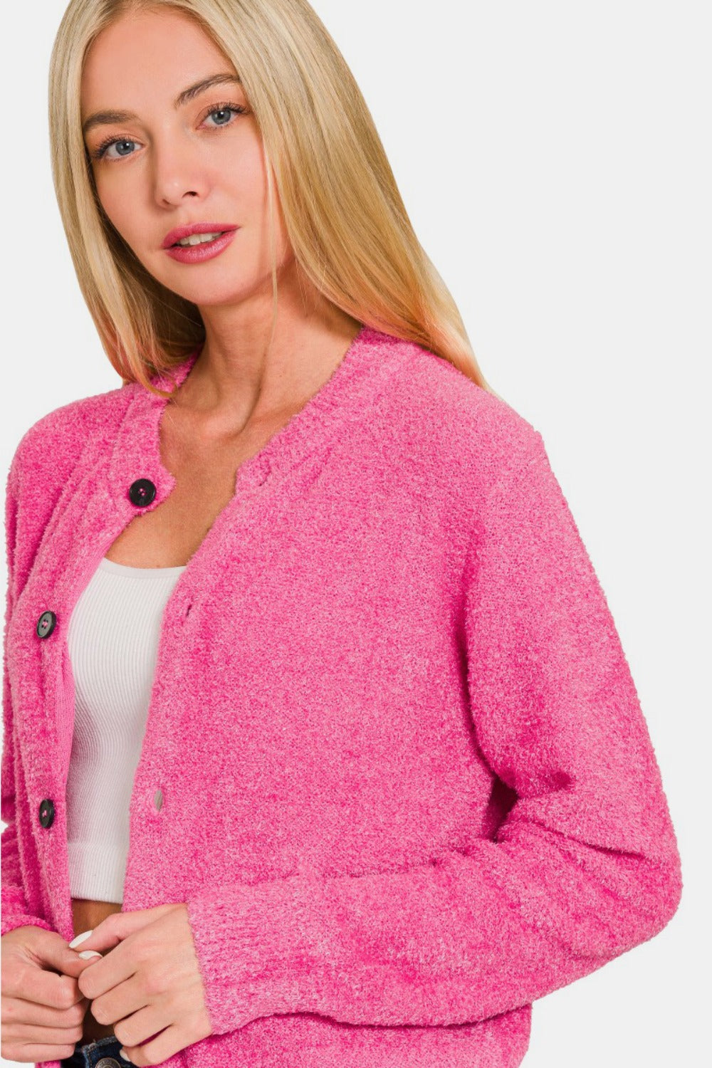 Zenana Button Down Long Sleeve Sweater Cardigan Zenana Button Down Long Sleeve Sweater Cardigan