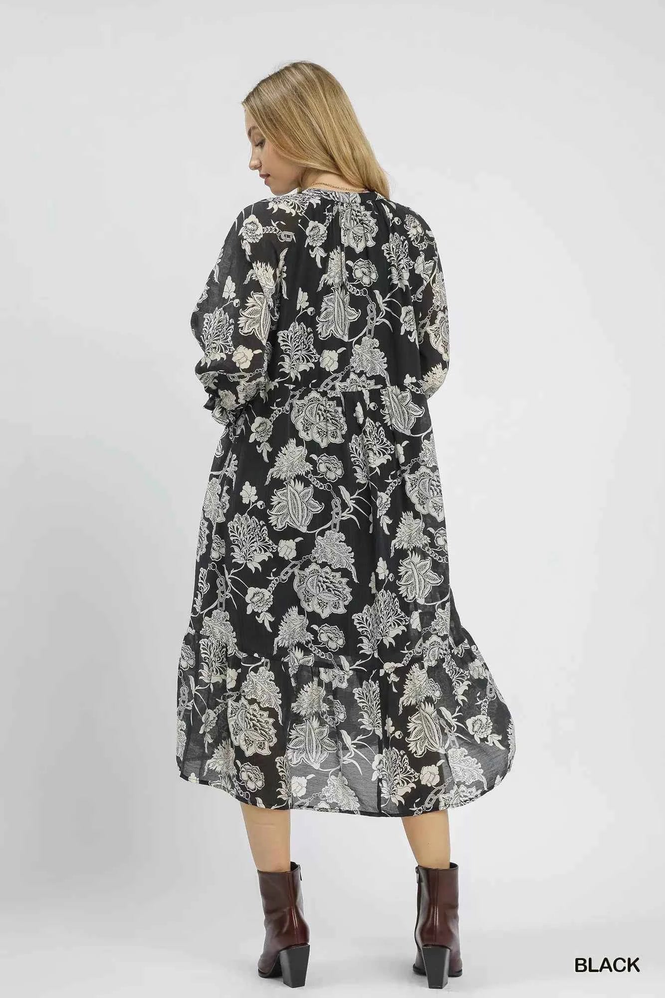 Umgee Floral Print Boho Midi Dress Umgee Floral Print Boho Midi Dress