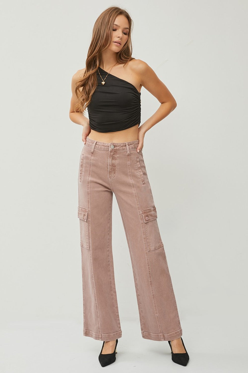 RISEN Full Size High Rise Wide Leg Cargo Jeans RISEN Full Size High Rise Wide Leg Cargo Jeans