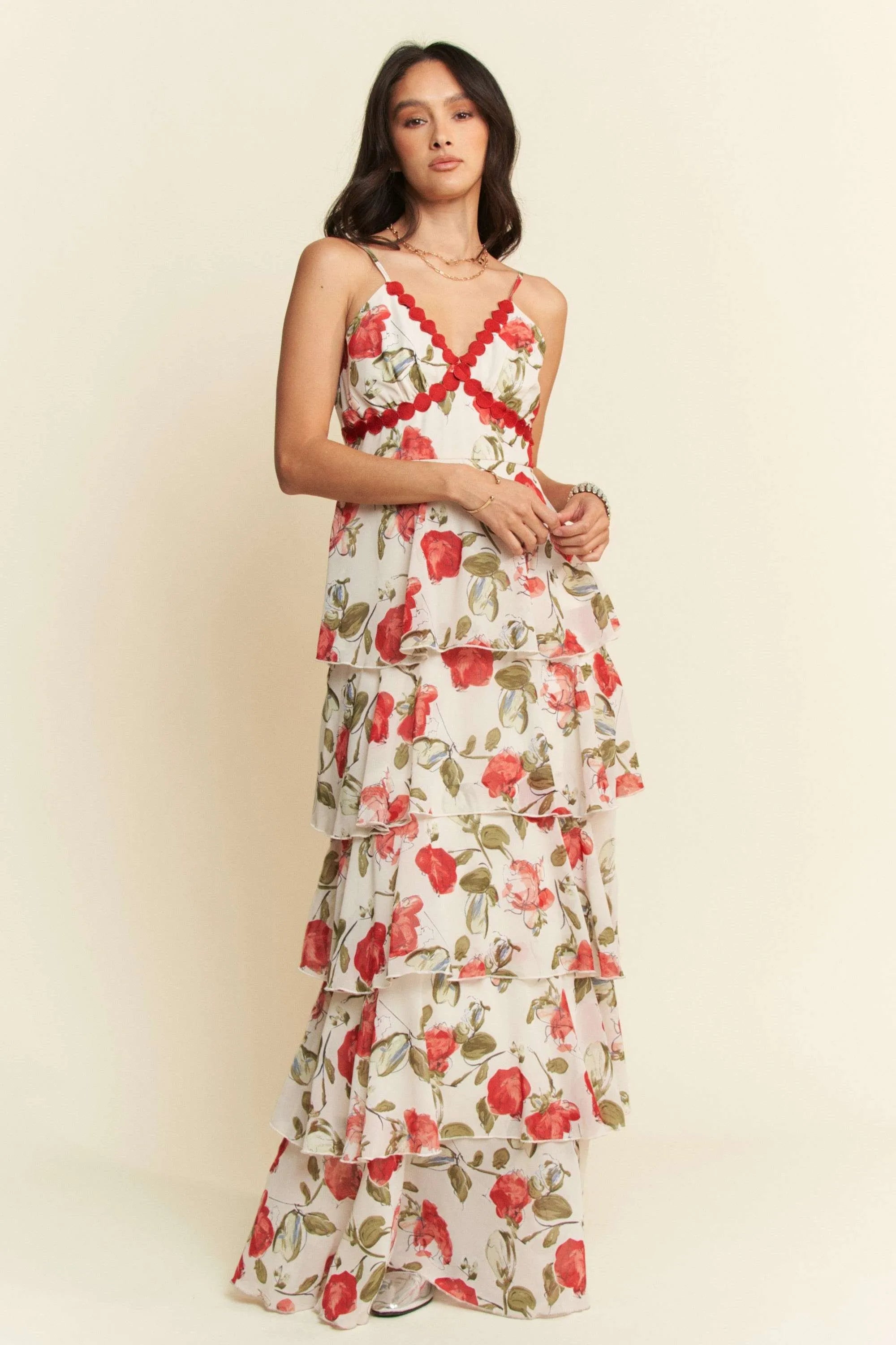 Davi & Dani Contrast Ring Lace Layered Ruffle Maxi Cami Dress 06f76bd4d205449e893ea6da53e0de77-Max-Origin