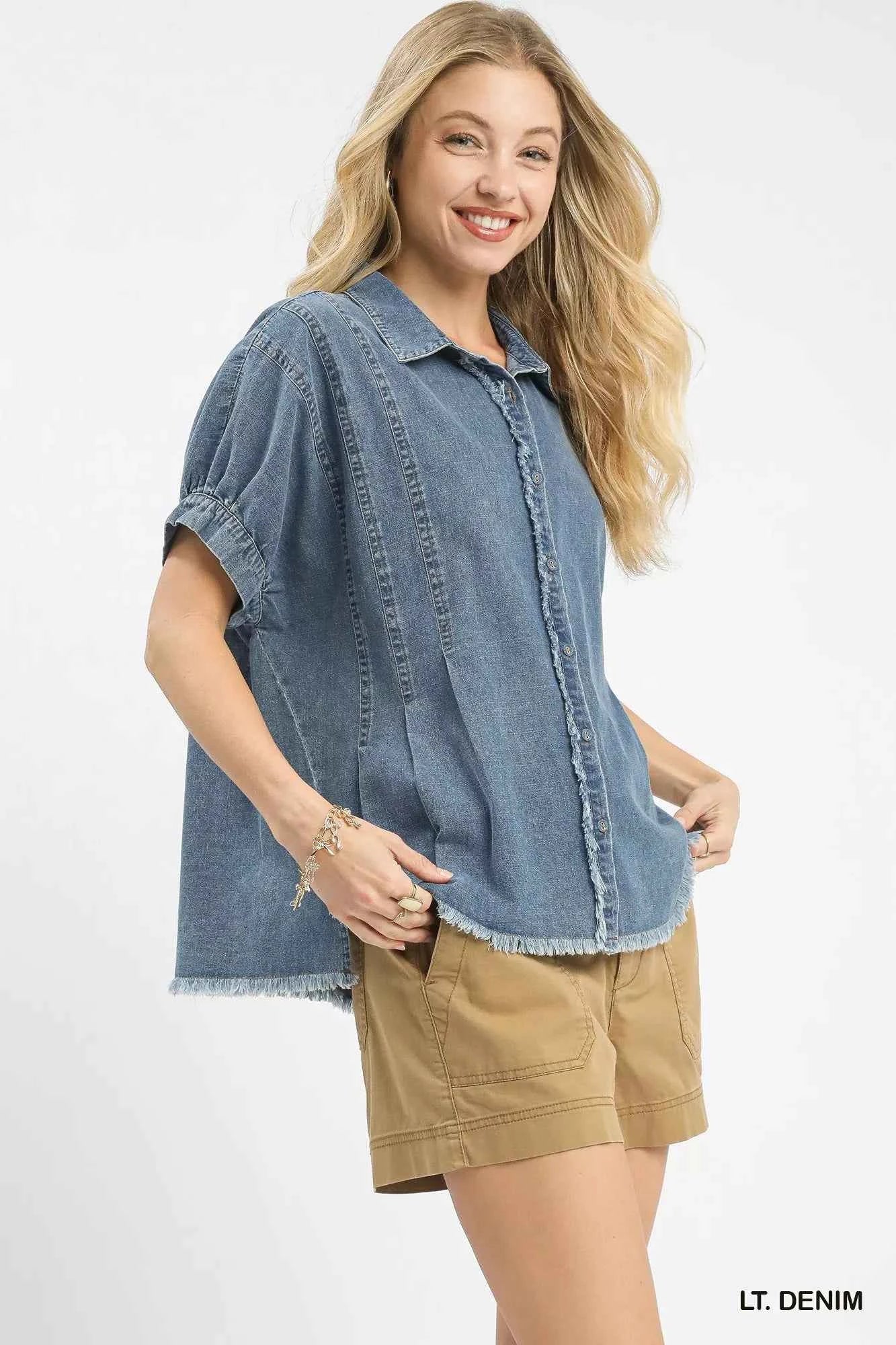 Umgee Washed Denim Oversized Top Umgee Washed Denim Oversized Top