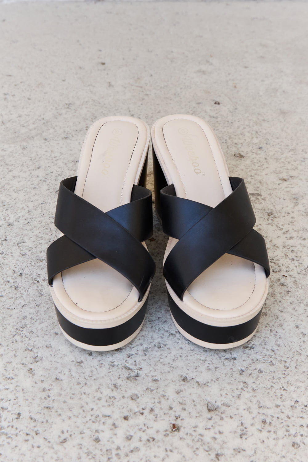 Weeboo Cherish The Moments Contrast Platform Sandals in Black Weeboo Cherish The Moments Contrast Platform Sandals in Black - TopFashionHQ