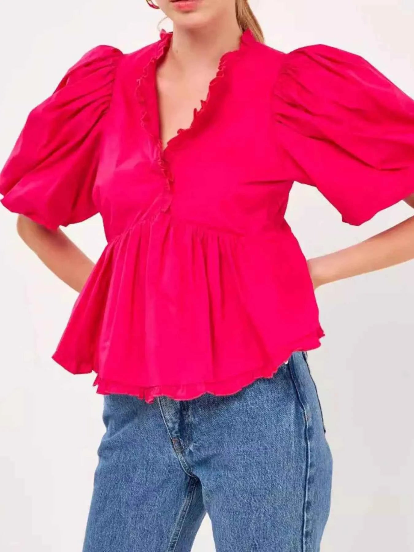 Puff Sleeve Peplum Blouse Puff Sleeve Peplum Blouse