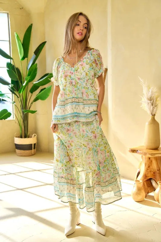 Davi & Dani Spring Floral Border Print Ruffled Textured Top 07525d10-b989-4a4d-b6e2-a5aa9e7f2dd6-Max-Origin