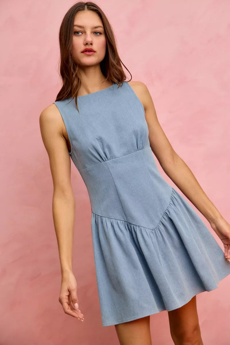 SO ME Fit And Flare Sleeveless Denim Mini Dress 0755cb5df27e4a05af27c6a619a423b5-Max-Origin