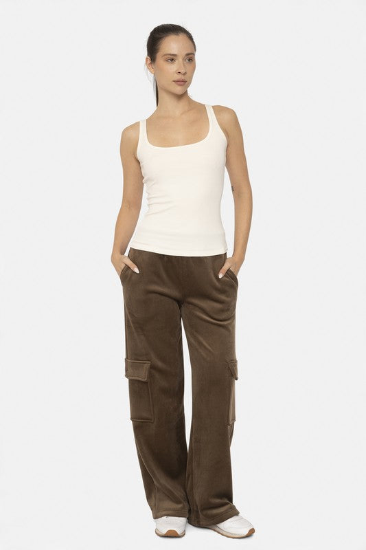Mono B Elastic Waist Corduroy Cargo Pants Mono B Elastic Waist Corduroy Cargo Pants - TopFashionHQ