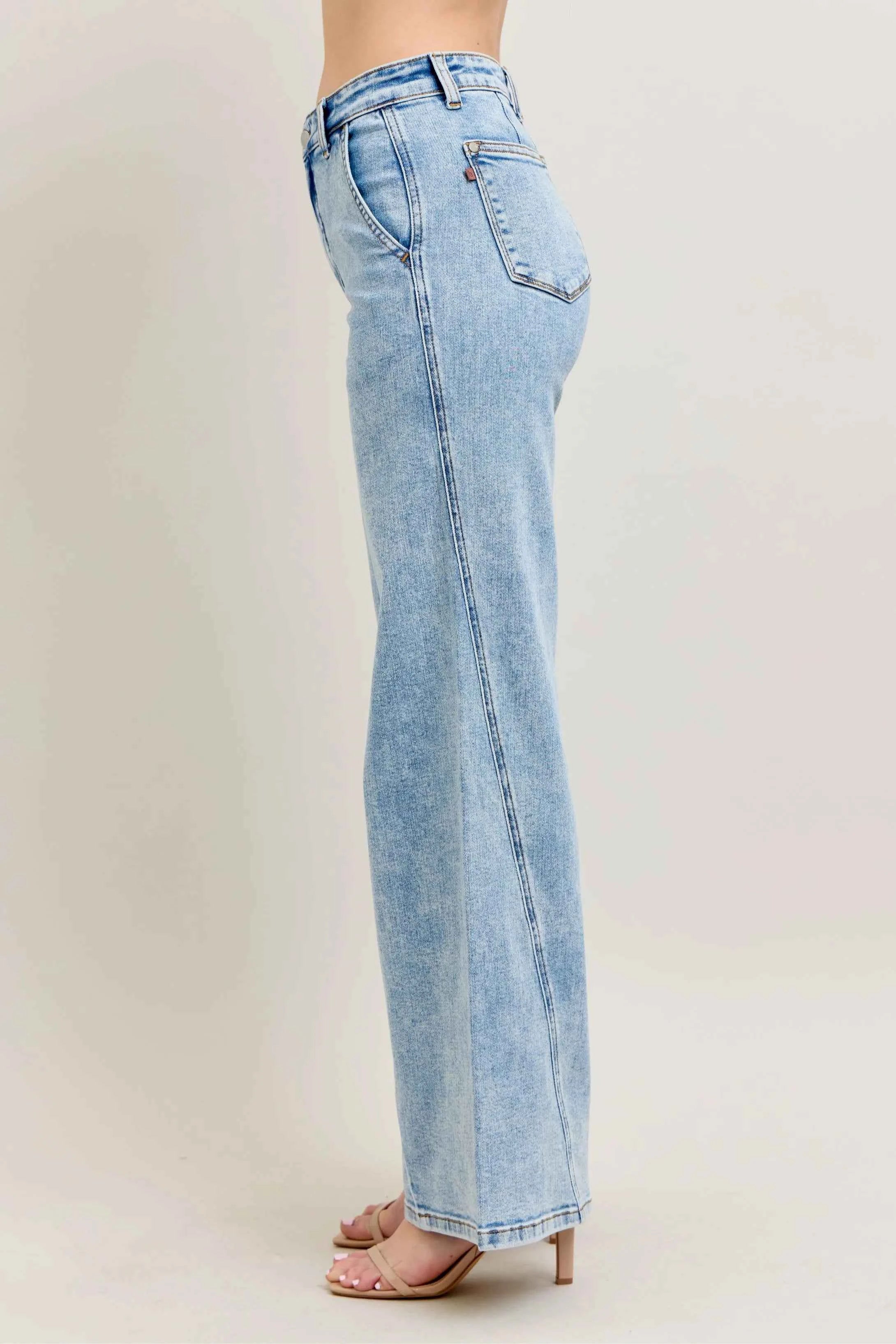 Judy Blue Full Size High Waist Wide Leg Jeans with Skewed Inseam Plus Size Judy Blue Full Size High Waist Wide Leg Jeans with Skewed Inseam Plus Size