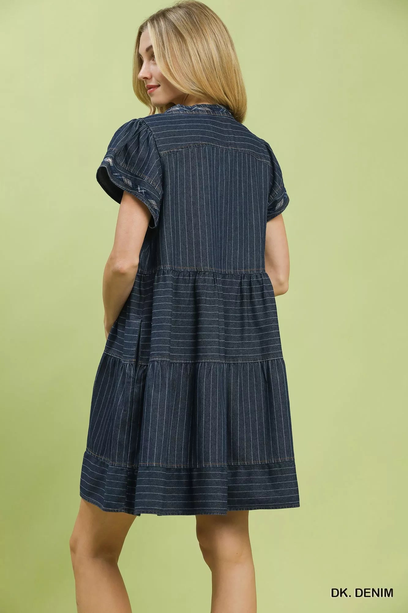 Umgee Chambray Tiered Babydoll Dress 0789b8be-2174-4a1b-b45a-c211796f9801-Max-Origin