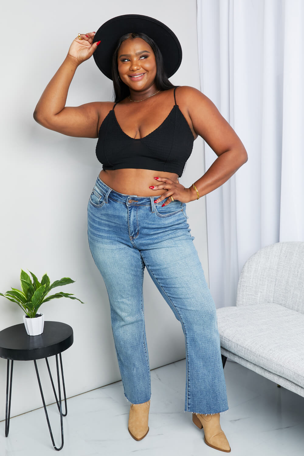 Zenana Full Size Textured Spaghetti Strap Bralette in Black Zenana Full Size Textured Spaghetti Strap Bralette in Black - TopFashionHQ