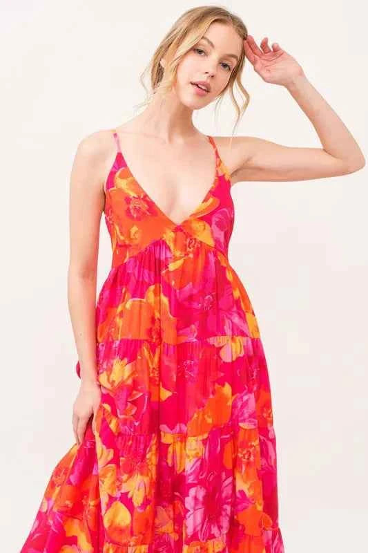 And The Why Floral Tiered Maxi Cami Dress with Pockets And The Why Floral Tiered Maxi Cami Dress with Pockets