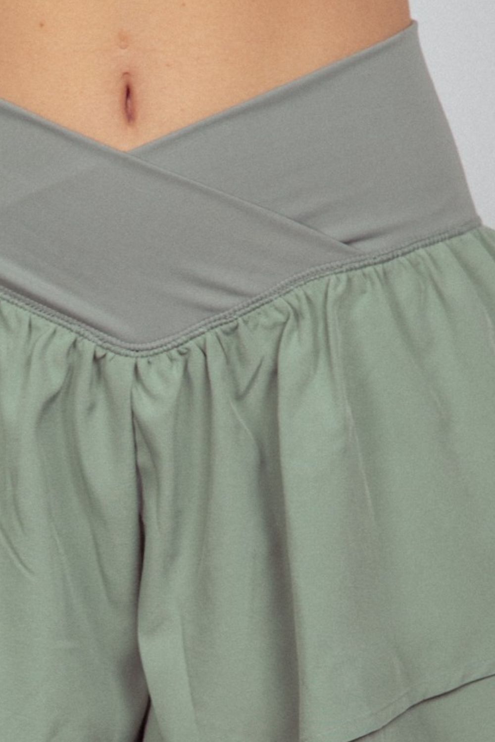 VERY J V-Shaped High Waist Layered Active Shorts VERY J V-Shaped High Waist Layered Active Shorts - TopFashionHQ