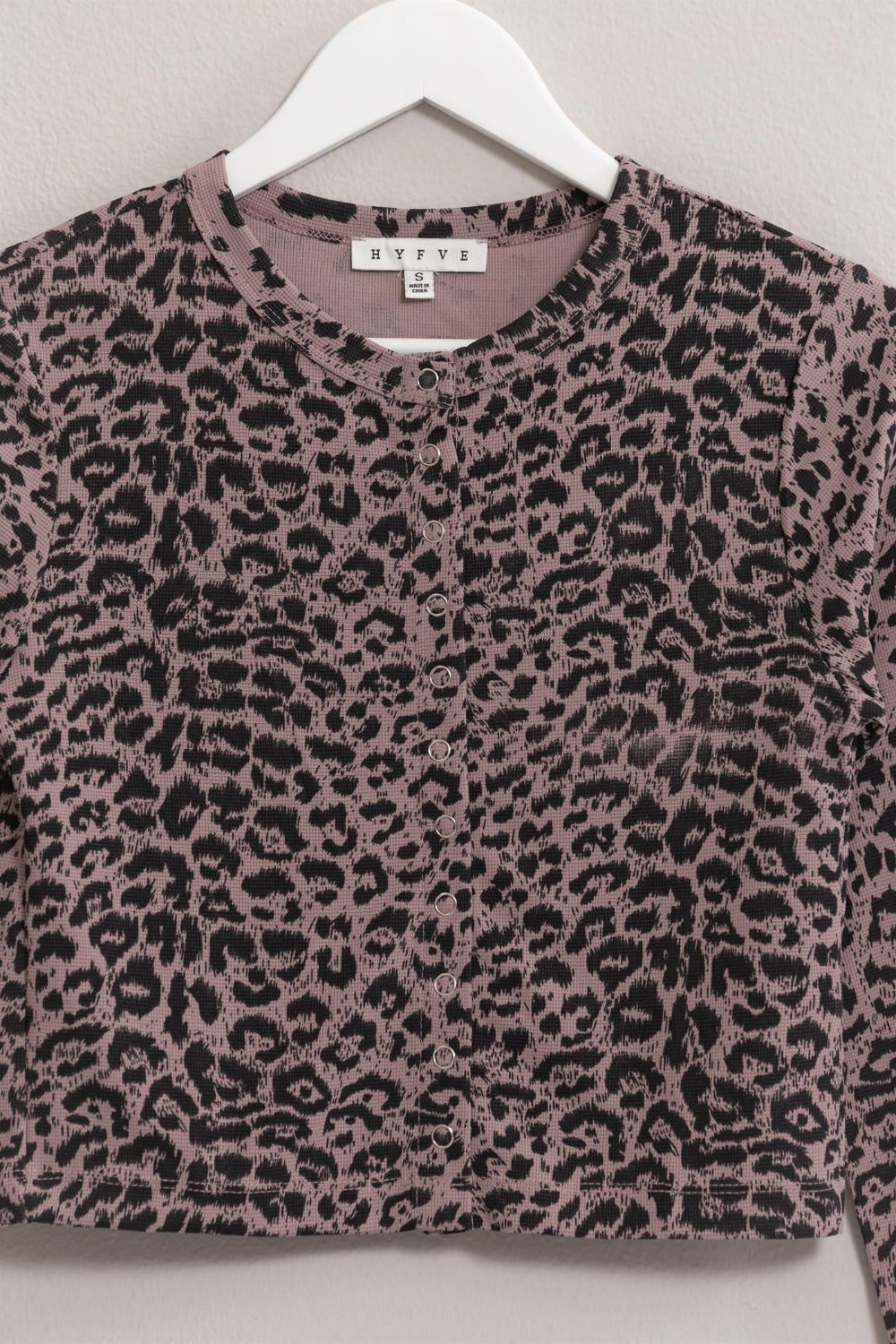 HYFVE Animal Print Snap Down Crop Cardigan HYFVE Animal Print Snap Down Crop Cardigan