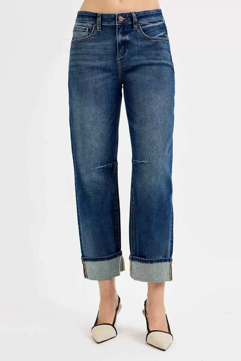 RISEN Slouchy Crop Barrel Cuffed Jeans RISEN Slouchy Crop Barrel Cuffed Jeans