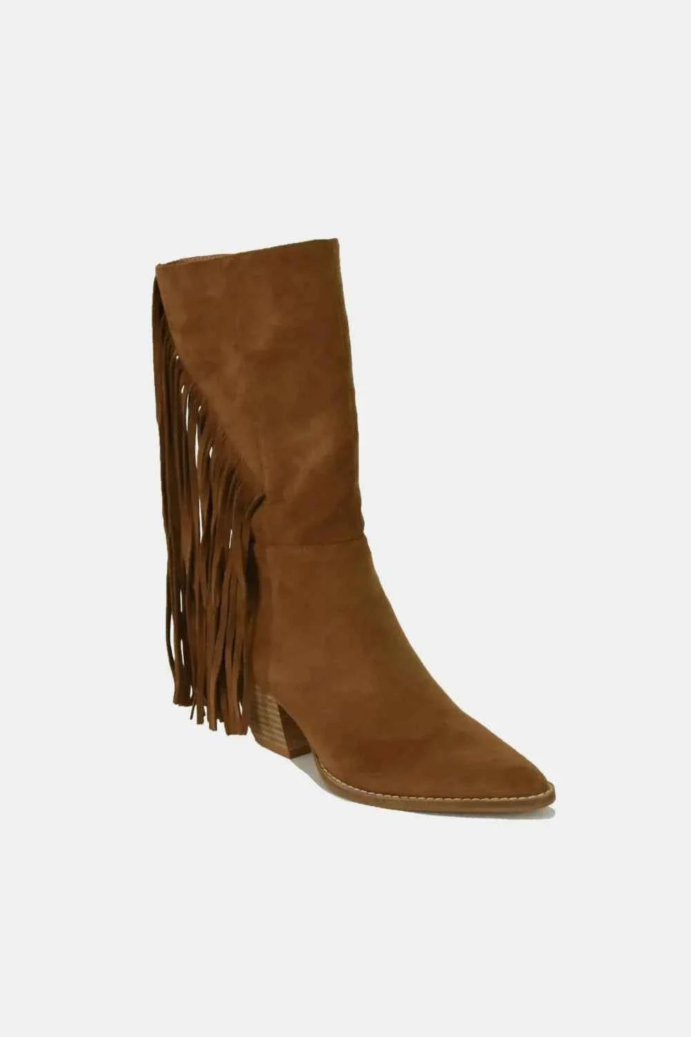 Beast Fashion Suede Fringe Point Toe Boots Beast Fashion Suede Fringe Point Toe Boots