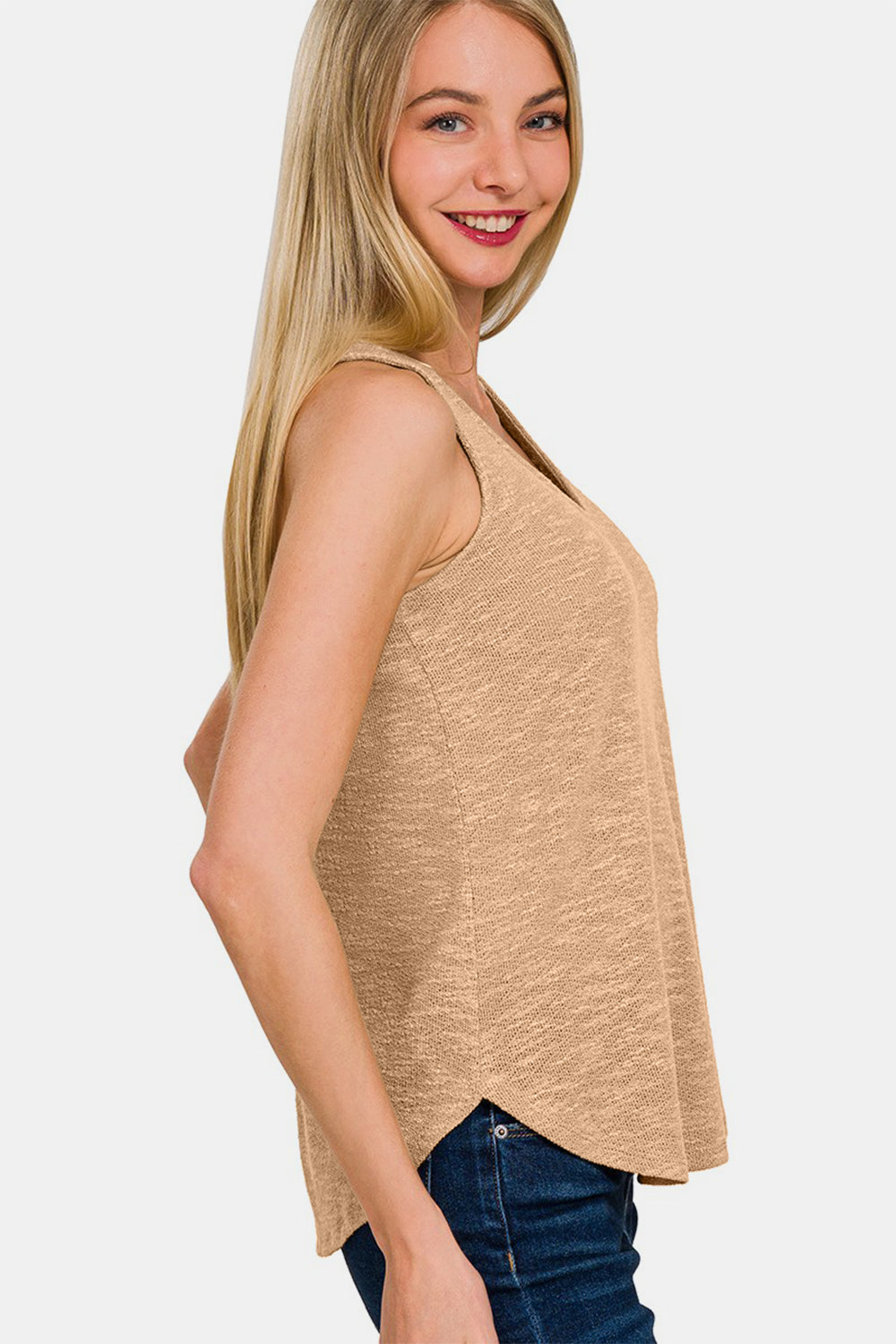 Zenana V-Neck Curved Hem Tank Zenana V-Neck Curved Hem Tank - TopFashionHQ