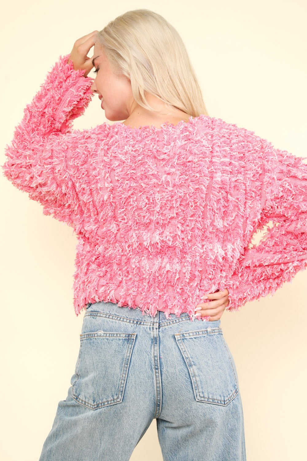VERY J Shaggy Yarn Knit Zip Up Jacket VERY J Shaggy Yarn Knit Zip Up Jacket