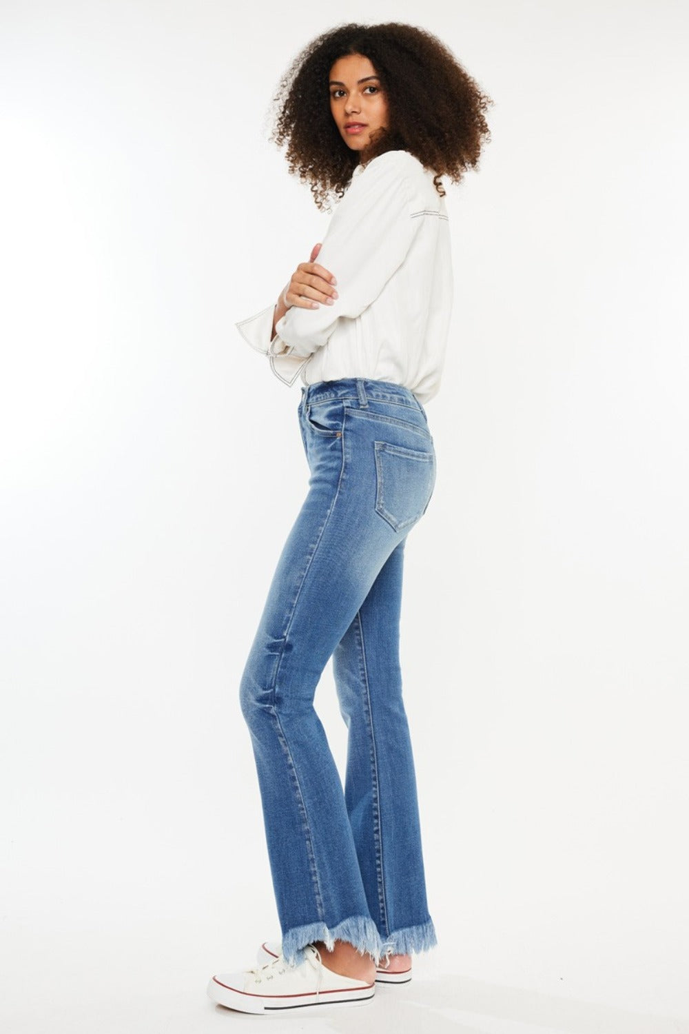 Kancan High Rise Frayed Hem Jeans Kancan High Rise Frayed Hem Jeans - TopFashionHQ
