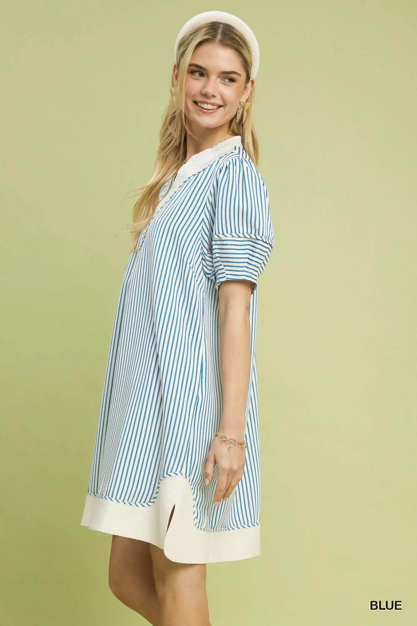 Umgee Pinstripe Shift Dress with Contrast Trim 08cddc5c-0e63-4602-96ed-a7c6569fe3a5-Max-Origin