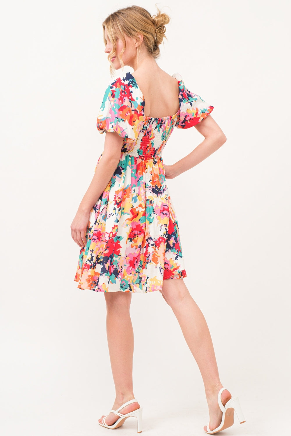 And The Why Square Neck Puff Sleeve Floral Dress And The Why Square Neck Puff Sleeve Floral Dress - TopFashionHQ